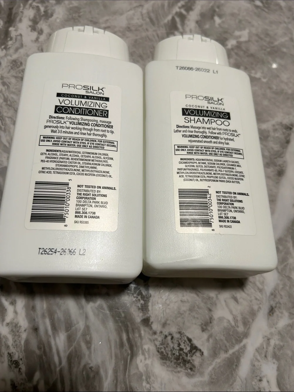 ProSilk Coconut & Vanilla Volumizing Shampoo and Conditioner - White